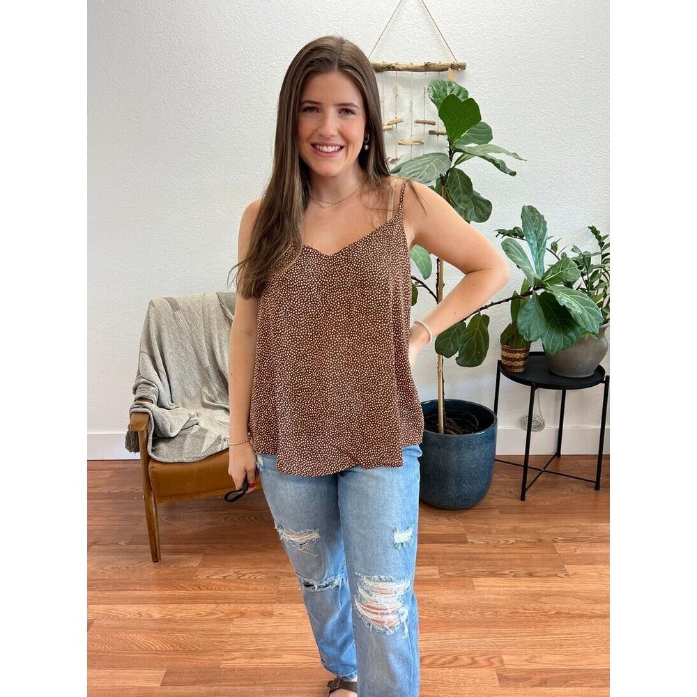 Mine Camisole‎ Womens Small Brown White Polka Dots Classiccore Normcore Feminine
